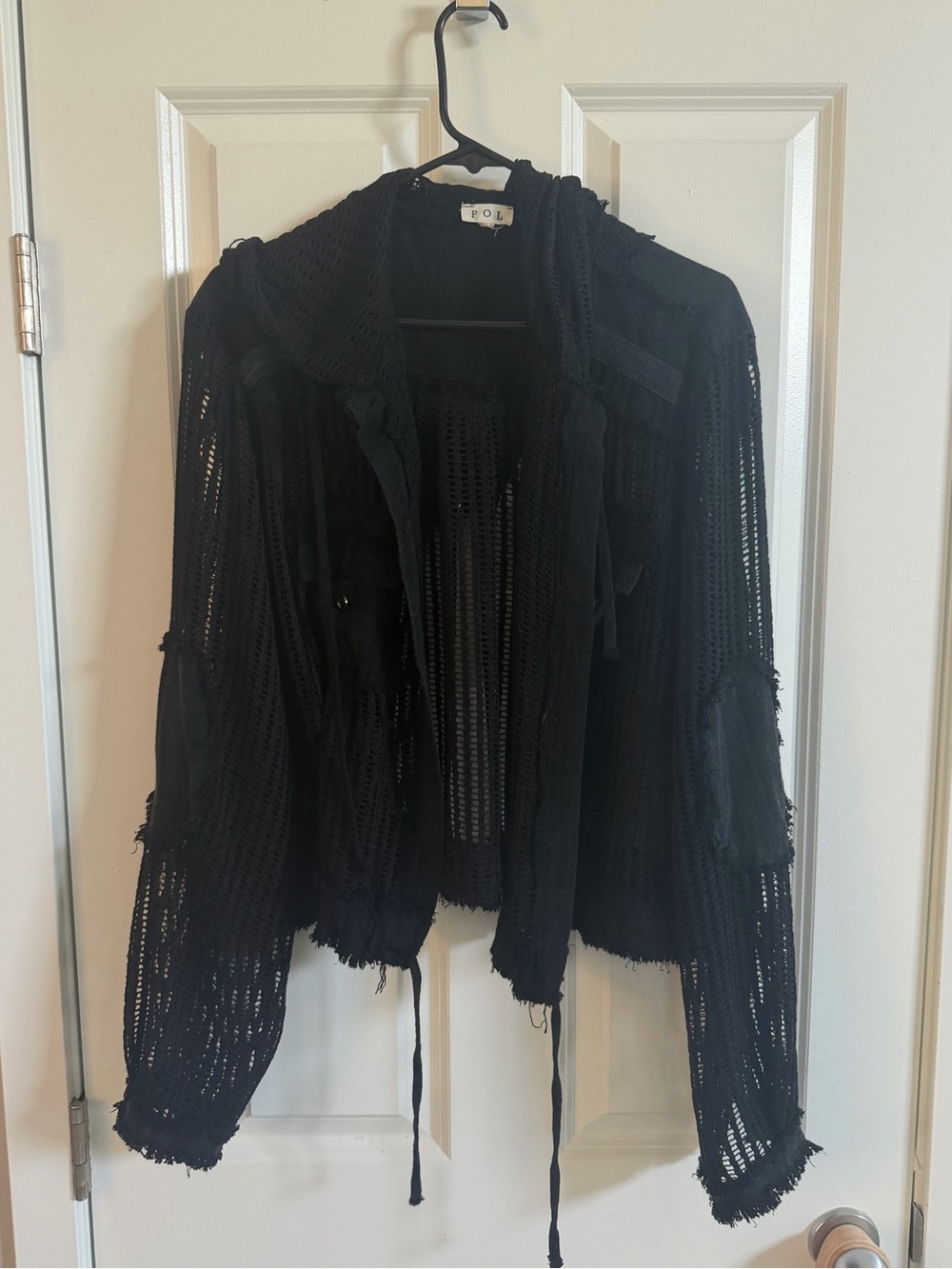 POL black mesh hooded jacket